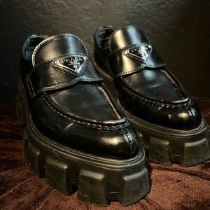 Prada pointy Monolith loafers